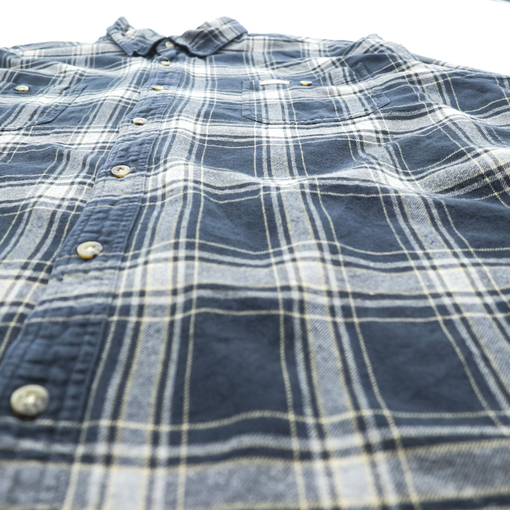 carhartt フランネル ボタンダウンシャツ 2XL チェック グレー ブラック 胸ポケット ビッグサイズ S199