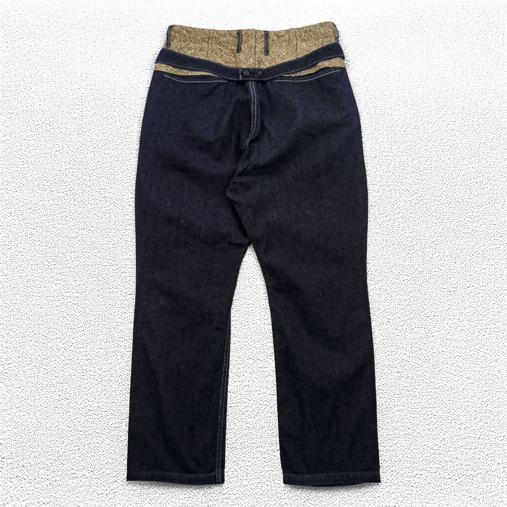 KAPITAL 日本製 ピエロパンツ デニム サルエルパンツ M インディゴ ブルー 濃紺 リネン切替