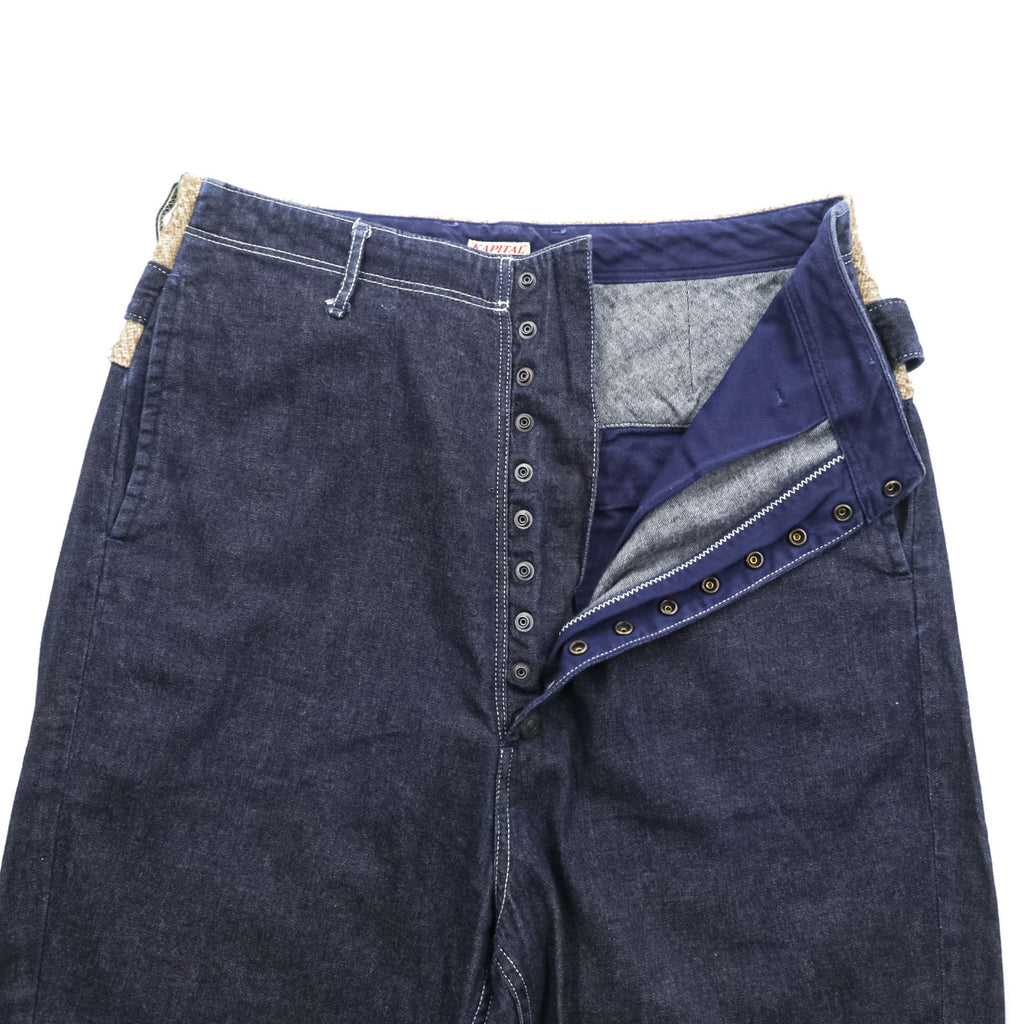 KAPITAL 日本製 ピエロパンツ デニム サルエルパンツ M インディゴ ブルー 濃紺 リネン切替
