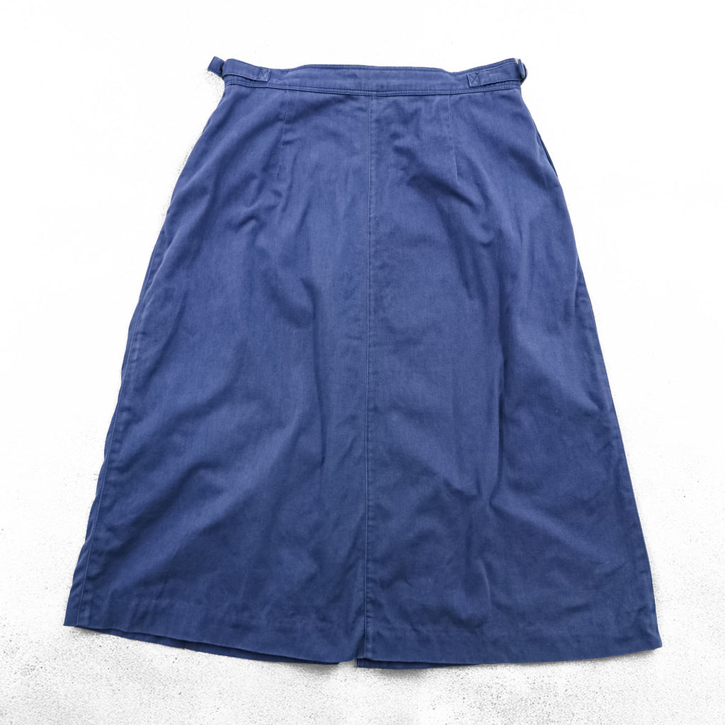 L.L.Bean 80年代 ヴィンテージ アジャスタブル ロングスカート L ブルー フロントボタン Aライン フレア  サイドポケット
