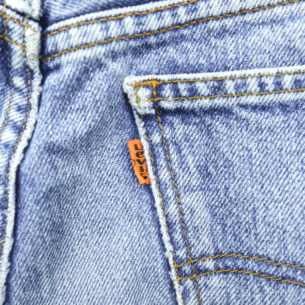 Vintage 90s Levi’s 881 0216 Orange Tab Light Blue Tapered Jeans High Rise W36 L32 1995