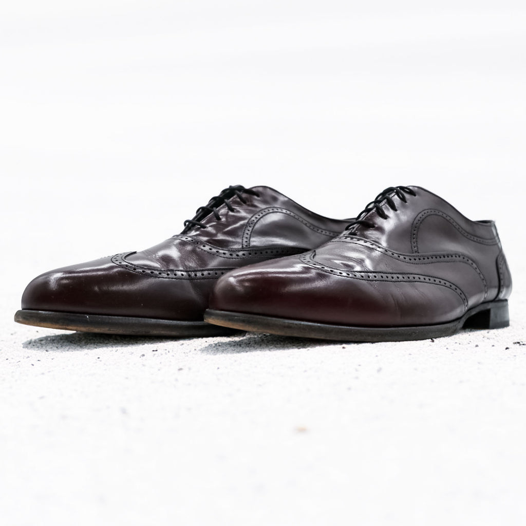 Vintage Stafford Burgundy Leather Wingtip Oxford Shoes USA Made 9.5D
