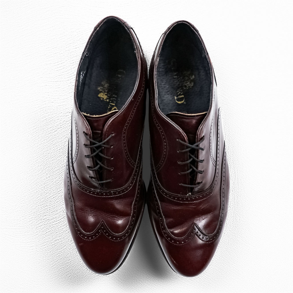 Vintage Stafford Burgundy Leather Wingtip Oxford Shoes USA Made 9.5D