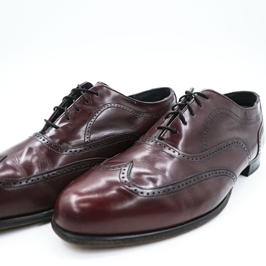 Vintage Stafford Burgundy Leather Wingtip Oxford Shoes USA Made 9.5D