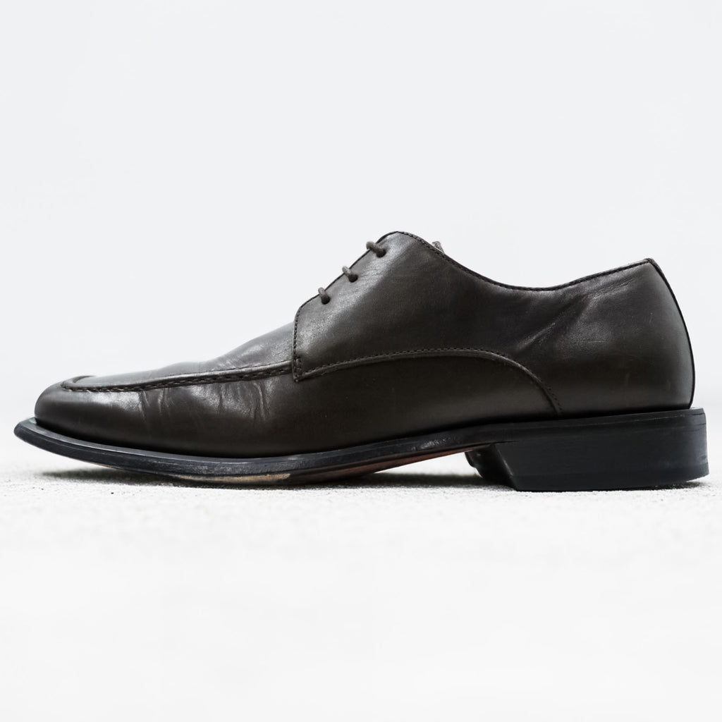 Kenneth Cole New York Brown Leather Square Toe Apron Toe Derby Shoes 3 Eyelet 9M Leather Sole