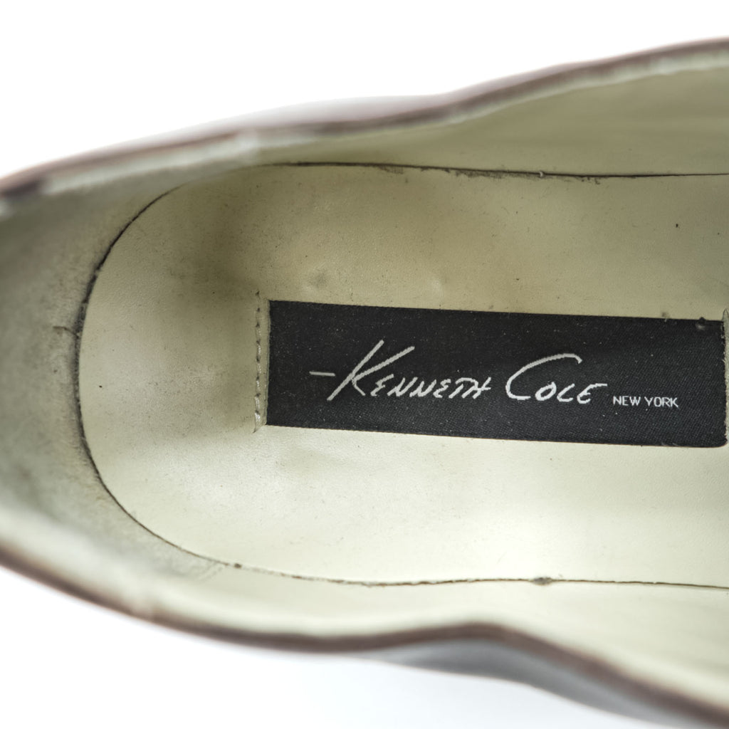 Kenneth Cole New York Brown Leather Square Toe Apron Toe Derby Shoes 3 Eyelet 9M Leather Sole