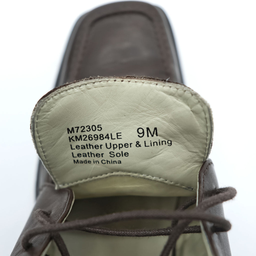 Kenneth Cole New York Brown Leather Square Toe Apron Toe Derby Shoes 3 Eyelet 9M Leather Sole