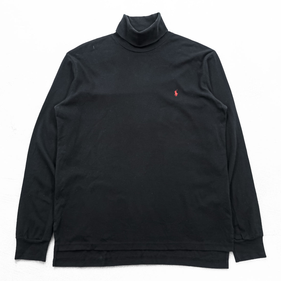 Polo Ralph Lauren 90s Vintage Turtleneck Long Sleeve T-Shirt, Size L, Black, Small Pony Embroidery