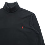 Polo Ralph Lauren 90s Vintage Turtleneck Long Sleeve T-Shirt, Size L, Black, Small Pony Embroidery