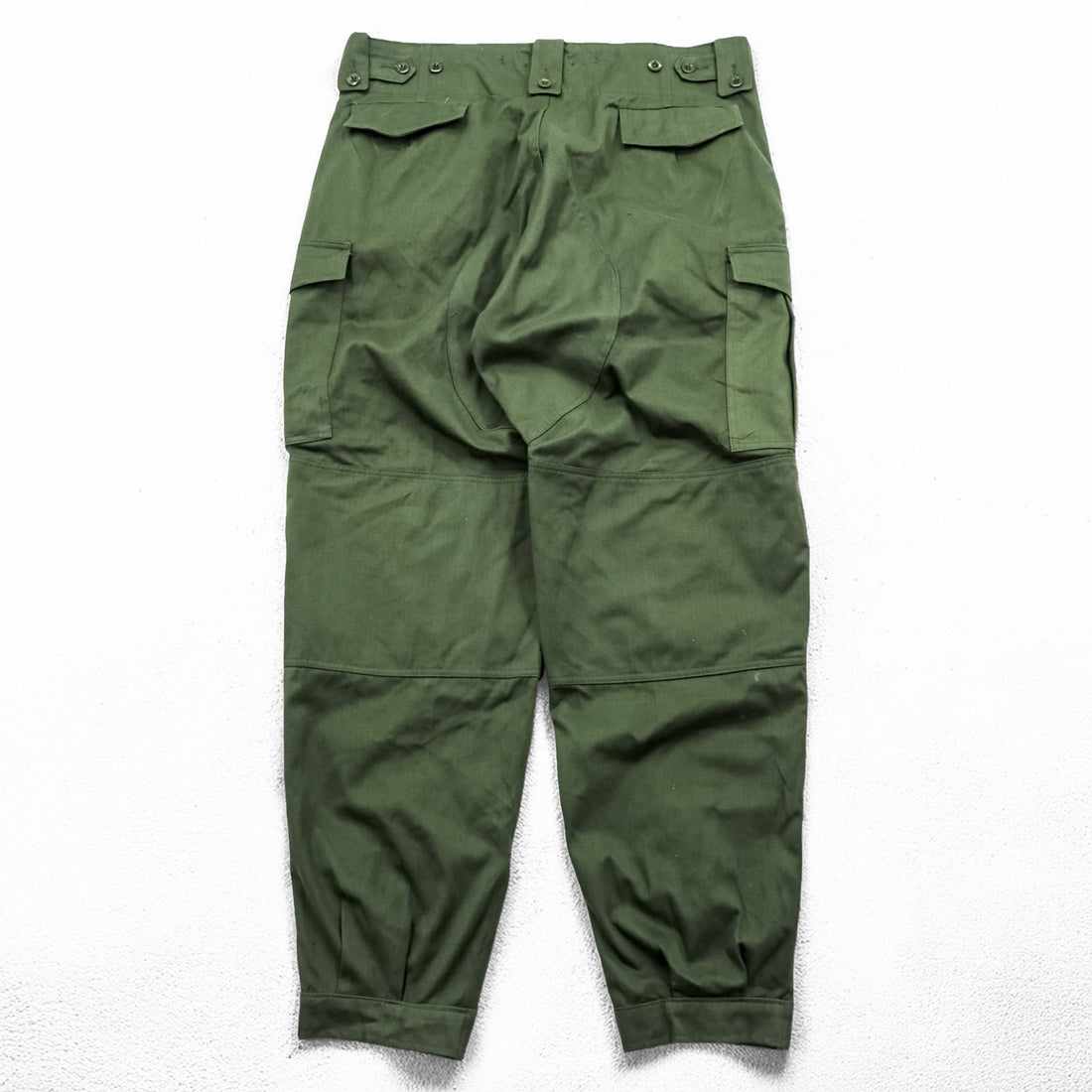 70s Vintage Belgian Army M64 Field Cargo Pants SEYNTEX 1975 Olive Green Cotton Satin Military Trousers Vintage