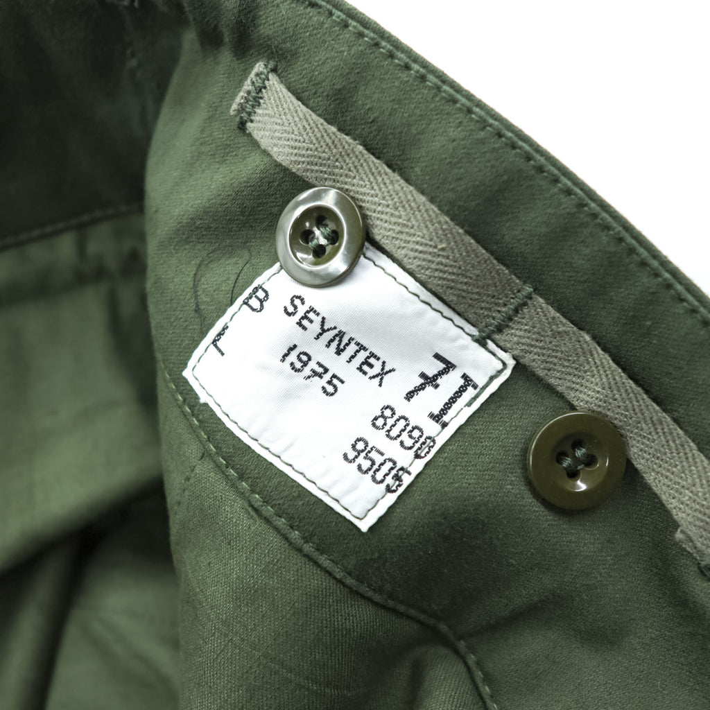 70s Vintage Belgian Army M64 Field Cargo Pants SEYNTEX 1975 Olive Green Cotton Satin Military Trousers Vintage
