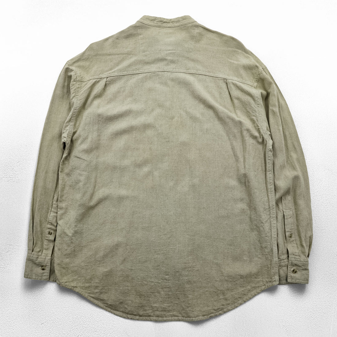 ROBERT STOCK 90年代 ヴィンテージ リネン バンドカラーシャツ L ベージュ 胸ポケット ビッグサイズ