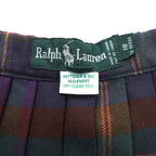 Ralph Lauren 80年代 カナダ製 ヴィンテージ プリーツ ロング スカート L タータンチェック 緑タグ ウール