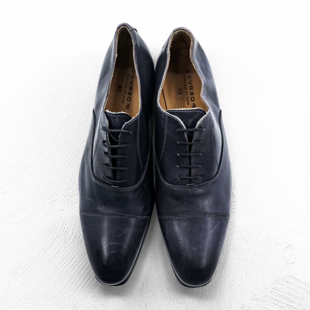 Vintage Italian-made dress shoes, leather shoes, US size 9.5, navy, DEVRED