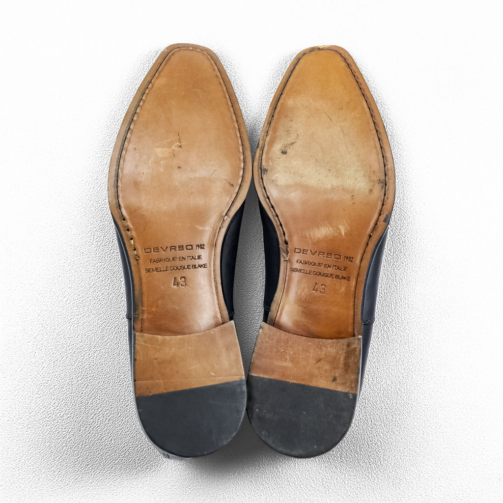 Vintage Italian-made dress shoes, leather shoes, US size 9.5, navy, DEVRED