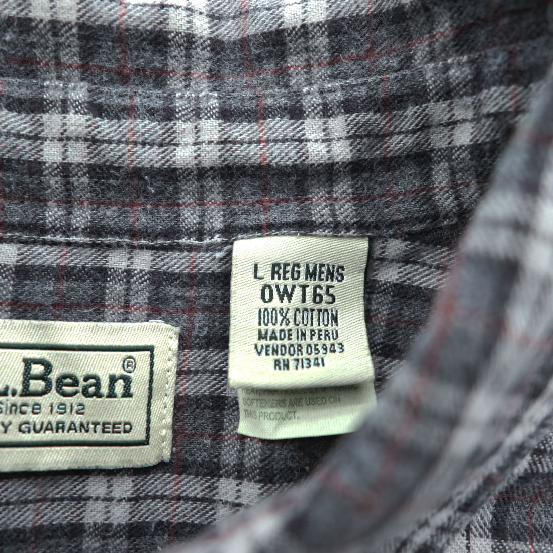 L.L.Bean 90年代 チェック フランネルシャツ 長袖シャツ L グレー ボタンダウン 胸ポケット 0WT65