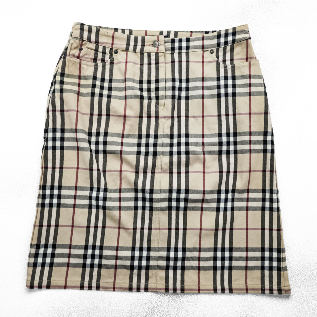 BURBERRY LONDON イタリア製 ノバチェック タイト スカート L ベージュ 膝丈 コットン ストレッチ