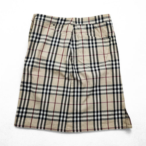 BURBERRY LONDON イタリア製 ノバチェック タイト スカート L ベージュ 膝丈 コットン ストレッチ