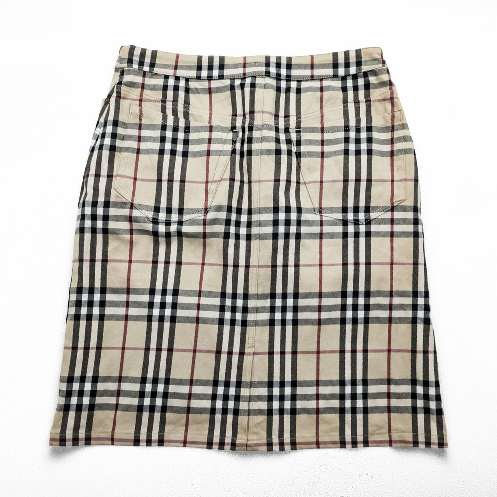 BURBERRY LONDON イタリア製 ノバチェック タイト スカート L ベージュ 膝丈 コットン ストレッチ
