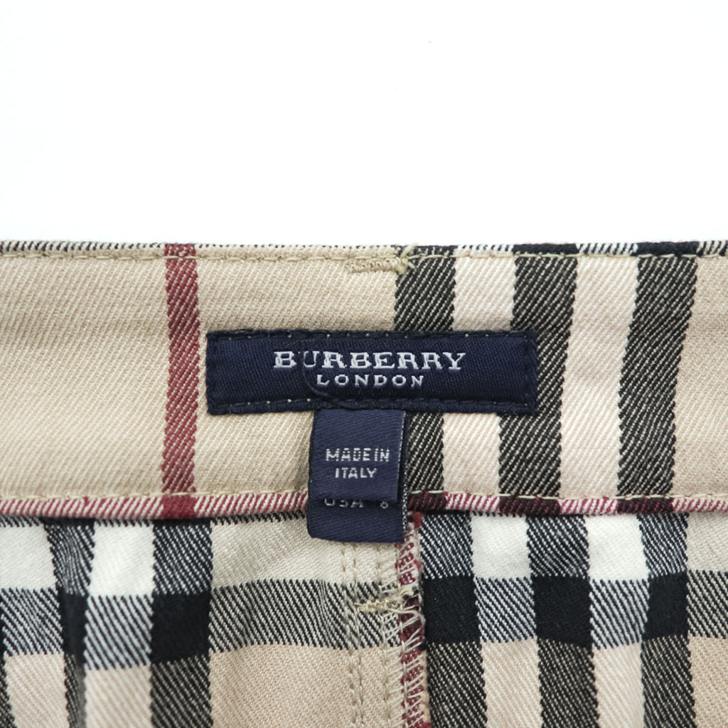 BURBERRY LONDON イタリア製 ノバチェック タイト スカート L ベージュ 膝丈 コットン ストレッチ