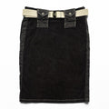 Vintage Jean's Paul Gaultier Belted Pencil Skirt Black Velour Midi Skirt Avant Garde