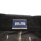 Vintage Jean's Paul Gaultier Belted Pencil Skirt Black Velour Midi Skirt Avant Garde