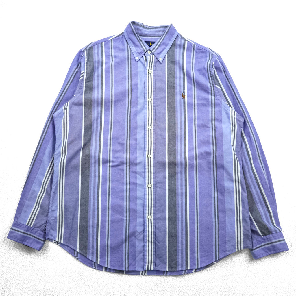 Ralph Lauren Classic Fit Button-Down Shirt, Size XL, Blue, Striped, Small Pony Embroidery