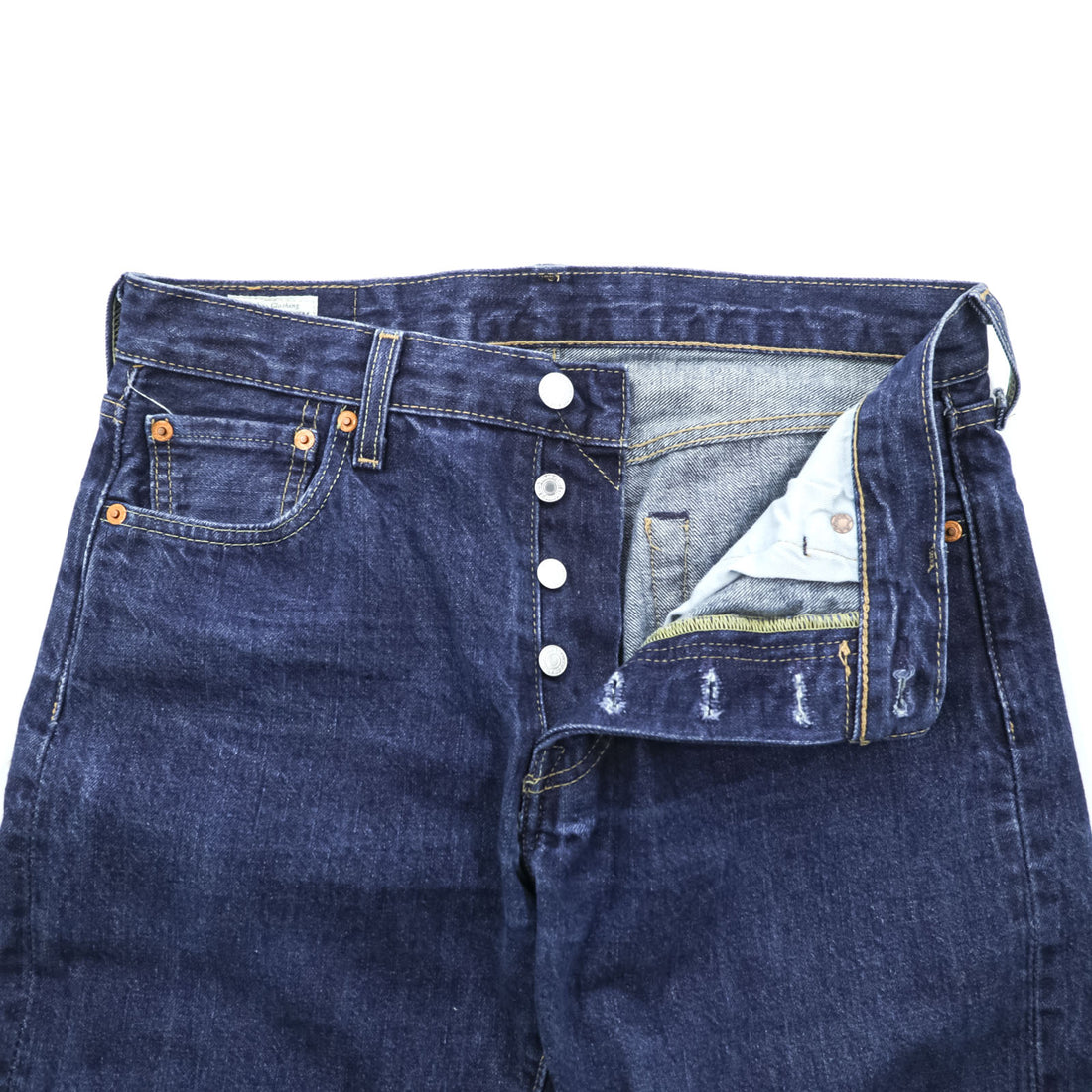 Levi's 501 ビッグE デニムパンツ ジーンズ M インディゴ レザーパッチ ボタンフライ PREMIUM 00501-0101