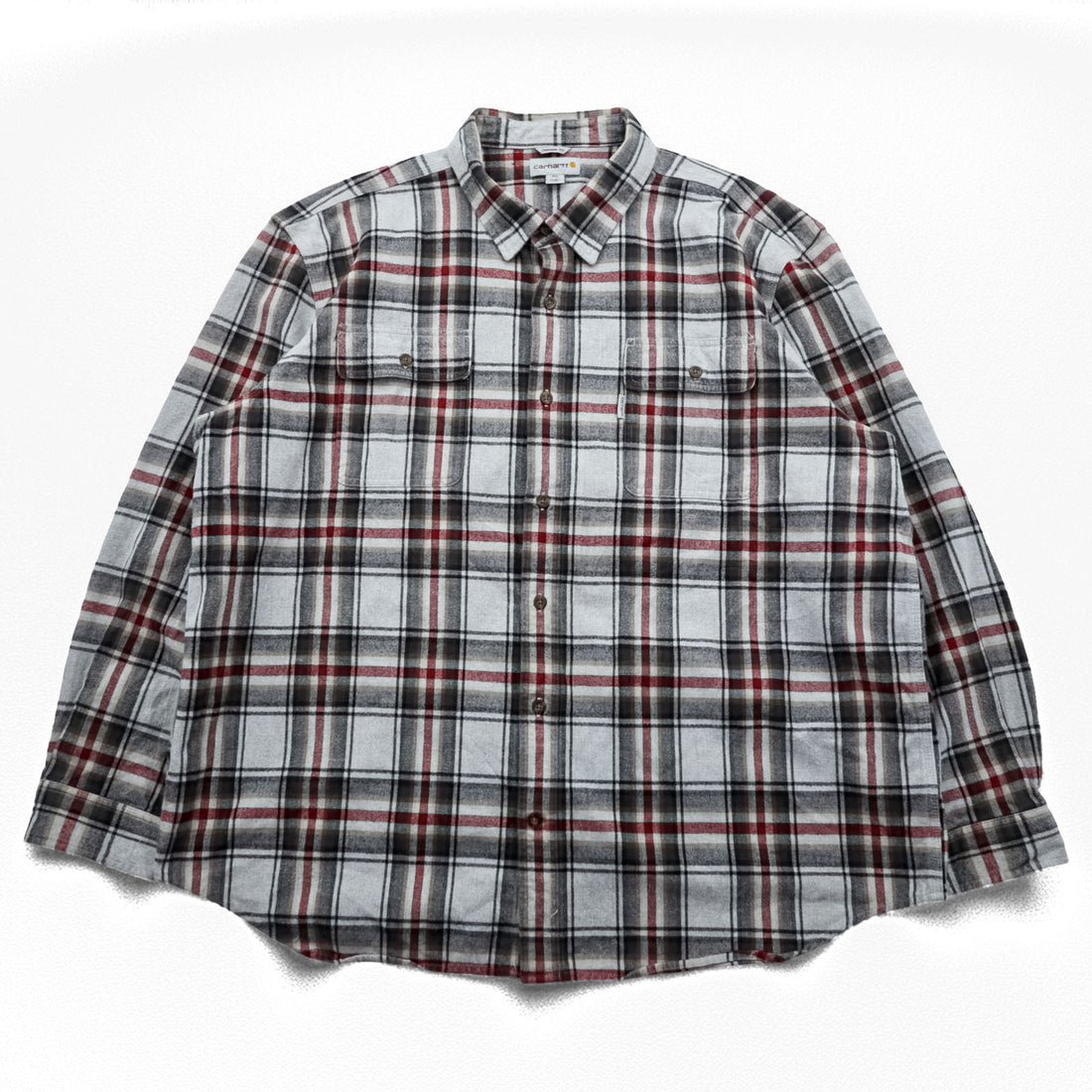 Carhartt Original Fit Heavyweight Flannel Shirt XL and up, Grey, Red Checked Hubbard Plaid Shirt 102215 029