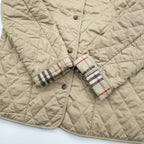 BURBERRY LONDON 英国製 キルティングジャケット L ベージュ 裏地ノバチェック 中綿 スナップボタン イングランド製