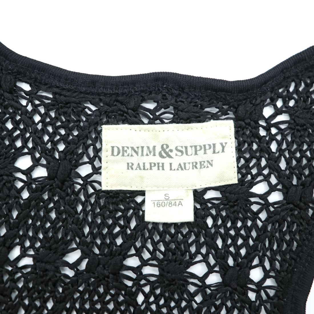 DENIM & SUPPLY RALPH LAUREN クロシェ メッシュ ワンピース S ブラック レース 編み込み