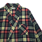 L.L.Bean Plaid Flannel Robe Shirt Green Red Tartan Cotton Belted Lounge Jacket Size L