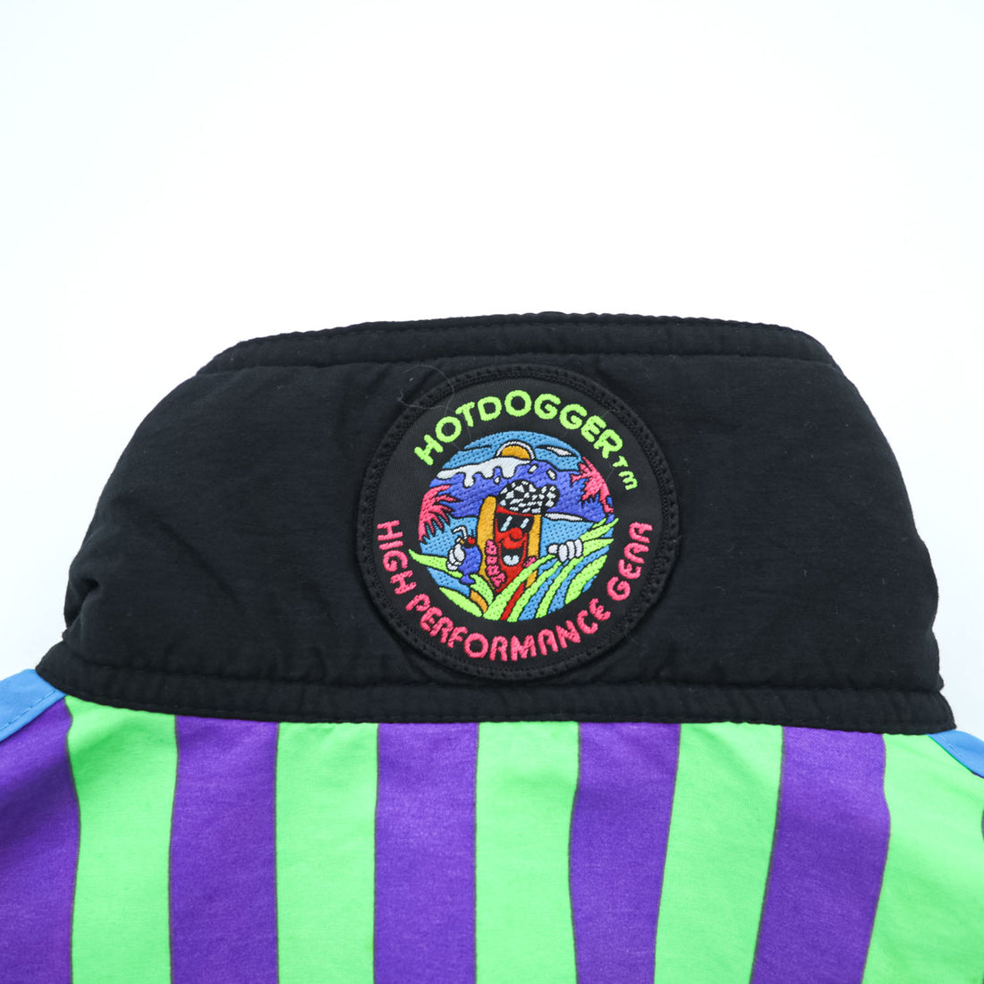 80s Vintage Hotdogger USA Nylon Tracksuit Set Purple Green Checker Stripe Geometric Half Zip Made in USA Size S