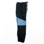 80s Vintage Hotdogger USA Nylon Tracksuit Set Purple Green Checker Stripe Geometric Half Zip Made in USA Size S