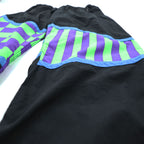 80s Vintage Hotdogger USA Nylon Tracksuit Set Purple Green Checker Stripe Geometric Half Zip Made in USA Size S