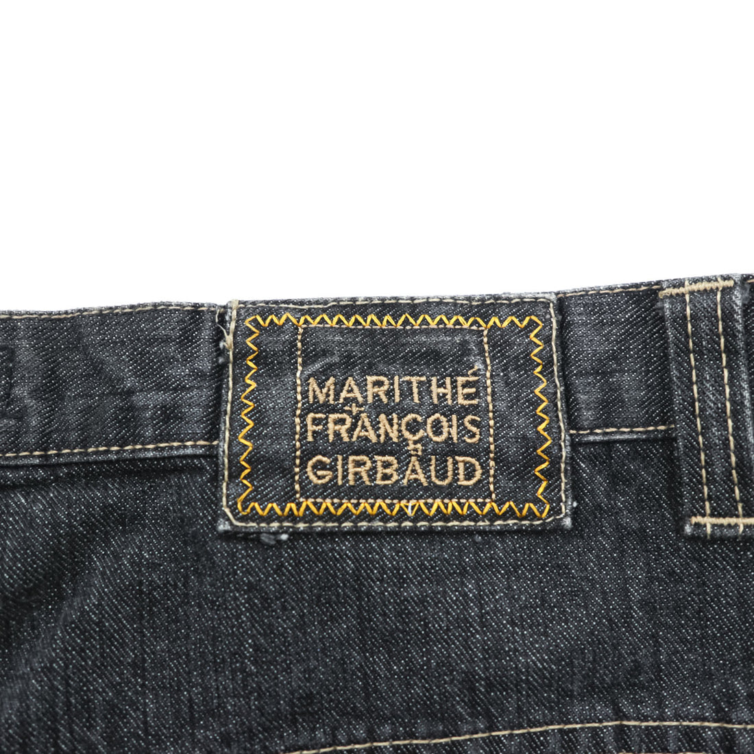 MARITHE + FRANCOIS GIRBAUD 90年代 ヴィンテージ シャトル デニムパンツ ジーンズ XL グレー イエローテープ ワイド バギー カーゴ ビッグサイズ