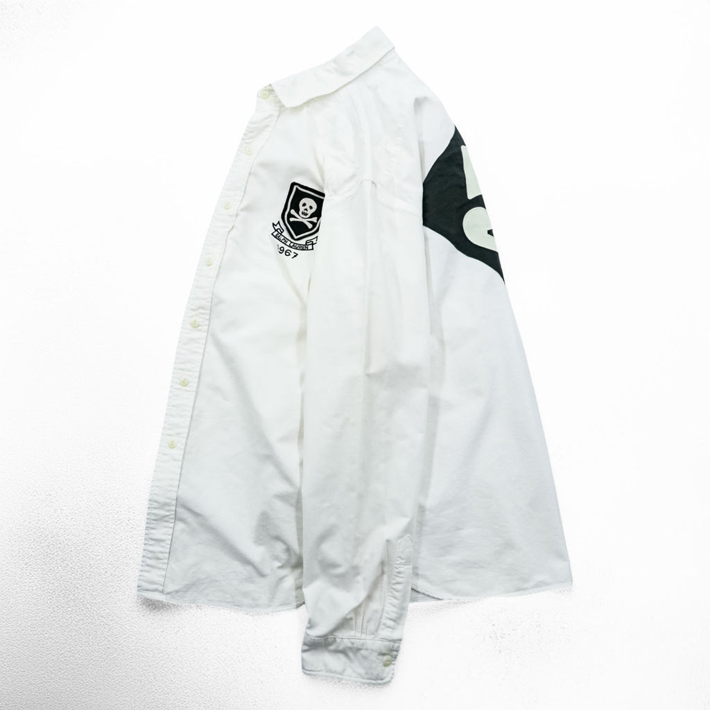 Polo Ralph Lauren オックスフォード シャツ L ホワイト スカル ナンバリング ワッペン 未使用品