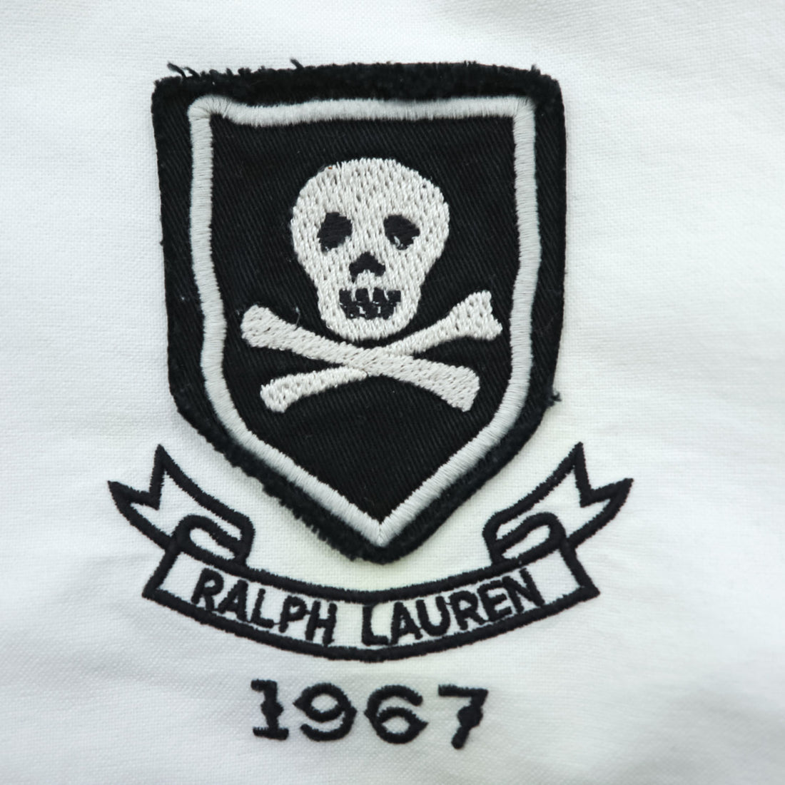 Polo Ralph Lauren オックスフォード シャツ L ホワイト スカル ナンバリング ワッペン 未使用品