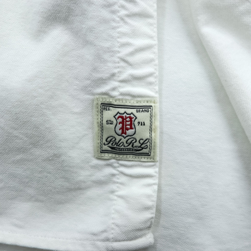 Polo Ralph Lauren オックスフォード シャツ L ホワイト スカル ナンバリング ワッペン 未使用品