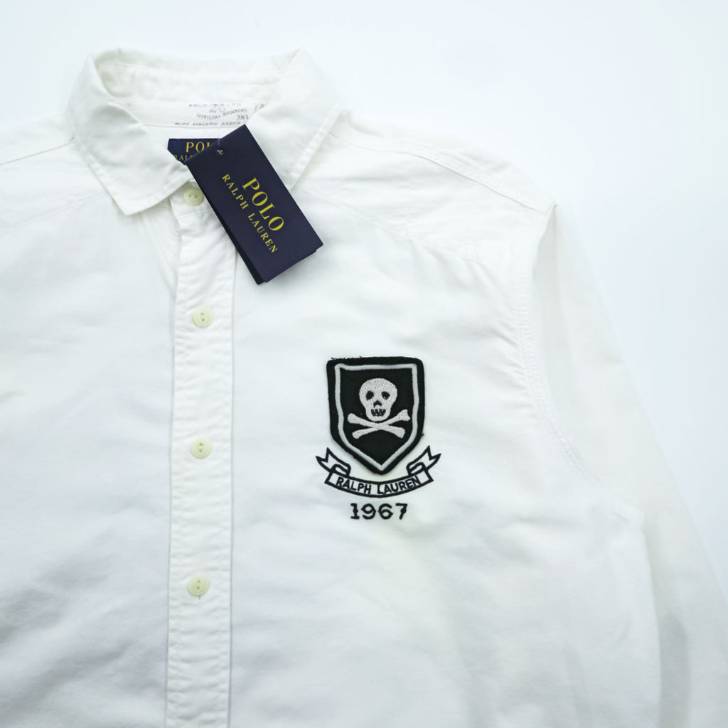 Polo Ralph Lauren オックスフォード シャツ L ホワイト スカル ナンバリング ワッペン 未使用品