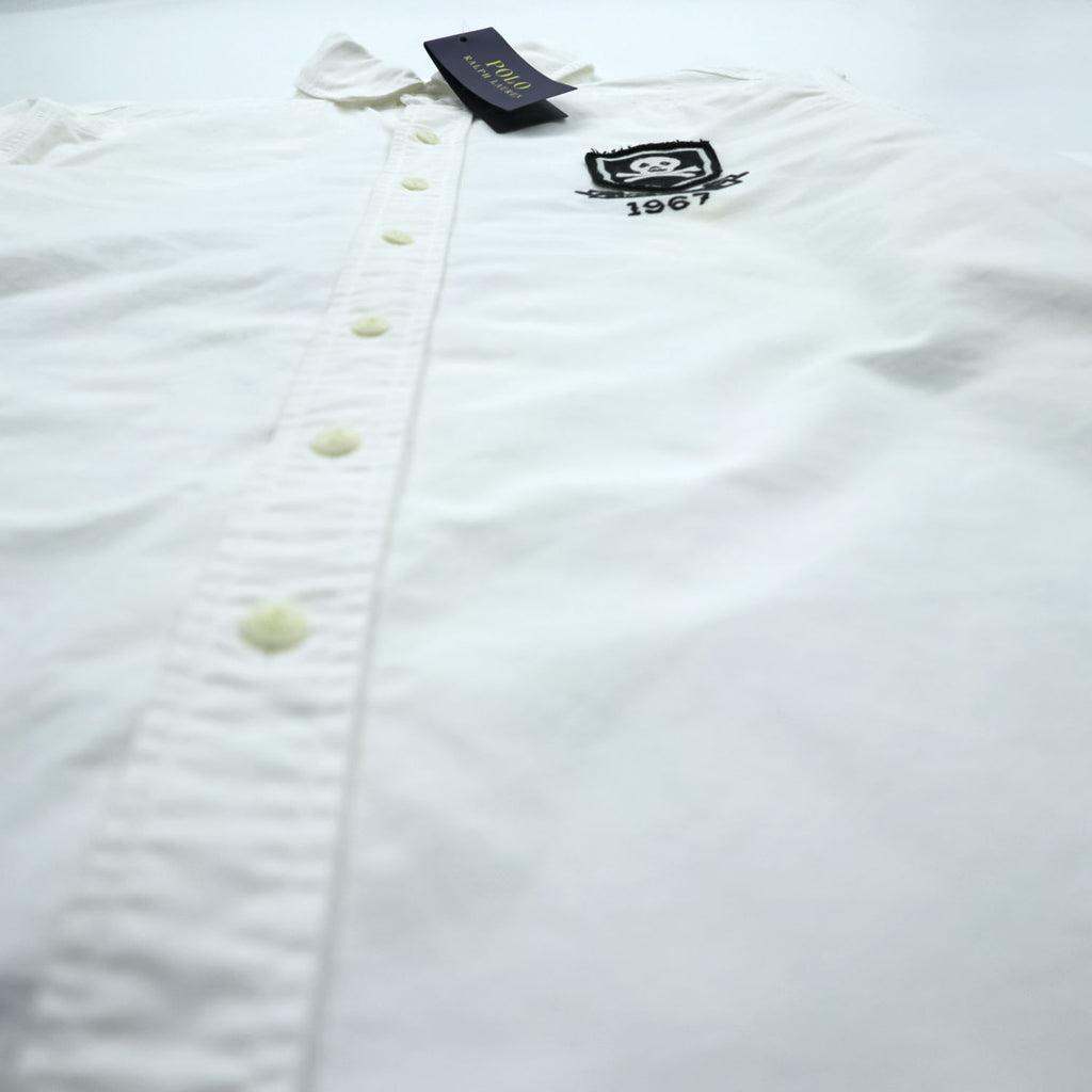 Polo Ralph Lauren オックスフォード シャツ L ホワイト スカル ナンバリング ワッペン 未使用品