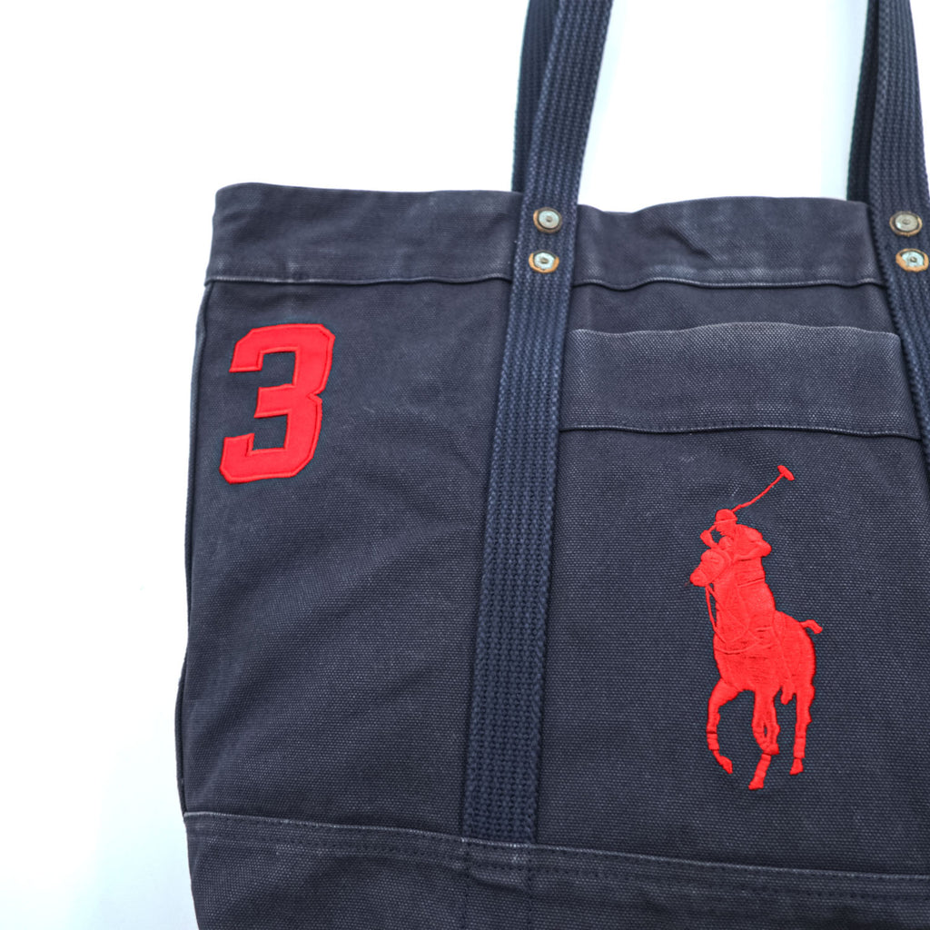 Polo Ralph Lauren Big Pony Tote Bag, Navy Canvas, Vintage Finish