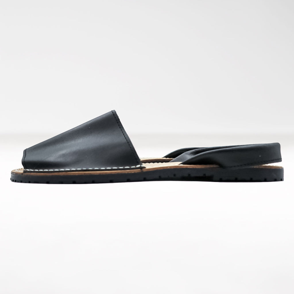 Menorquina d’ESTIU Black Leather Avarca Sandals Made in Spain Size 43