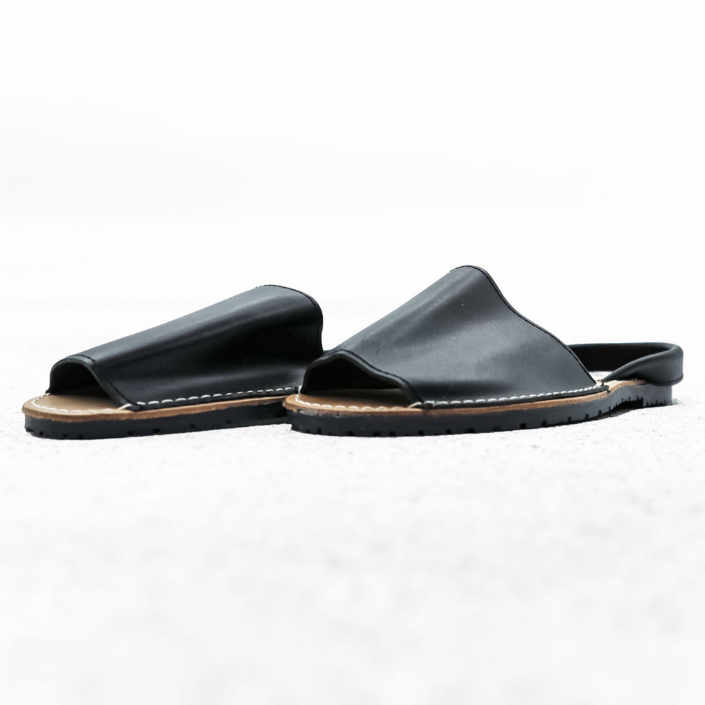 Menorquina d’ESTIU Black Leather Avarca Sandals Made in Spain Size 43