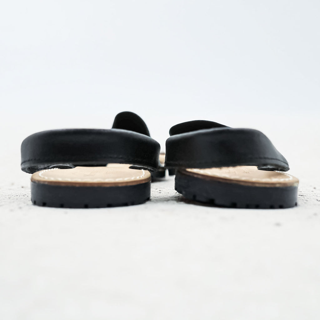 Menorquina d’ESTIU Black Leather Avarca Sandals Made in Spain Size 43