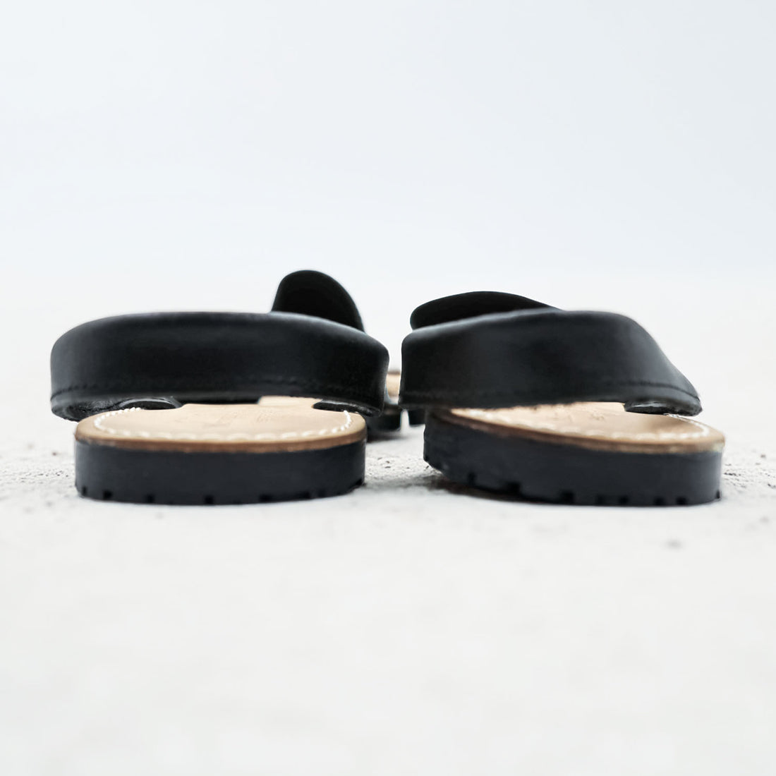 Menorquina d’ESTIU Black Leather Avarca Sandals Made in Spain Size 43