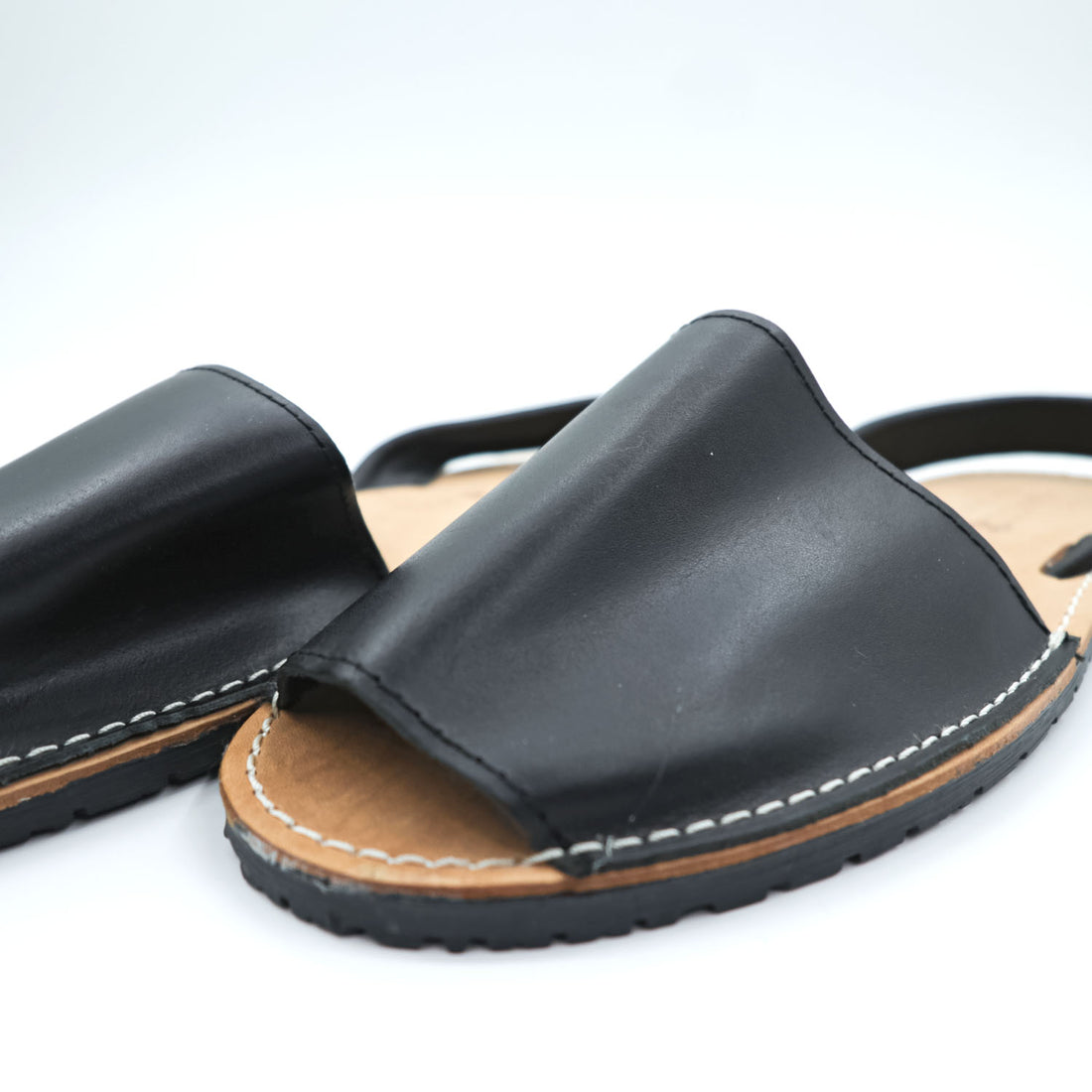 Menorquina d’ESTIU Black Leather Avarca Sandals Made in Spain Size 43