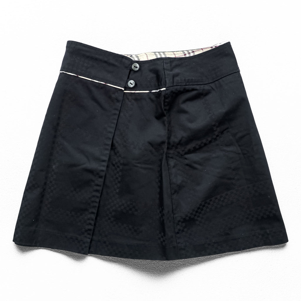 BURBERRY ラップスカート L ブラック ノバチェック シャドーチェック 膝丈