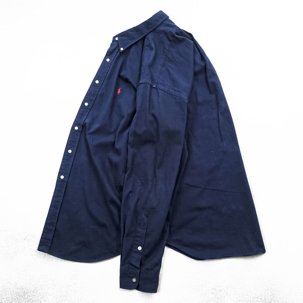 Ralph Lauren 90年代 ヴィンテージ  BLAKE 長袖シャツ XL ネイビー ボタンダウン スモールポニー ロゴ 刺繍 ビッグサイズ