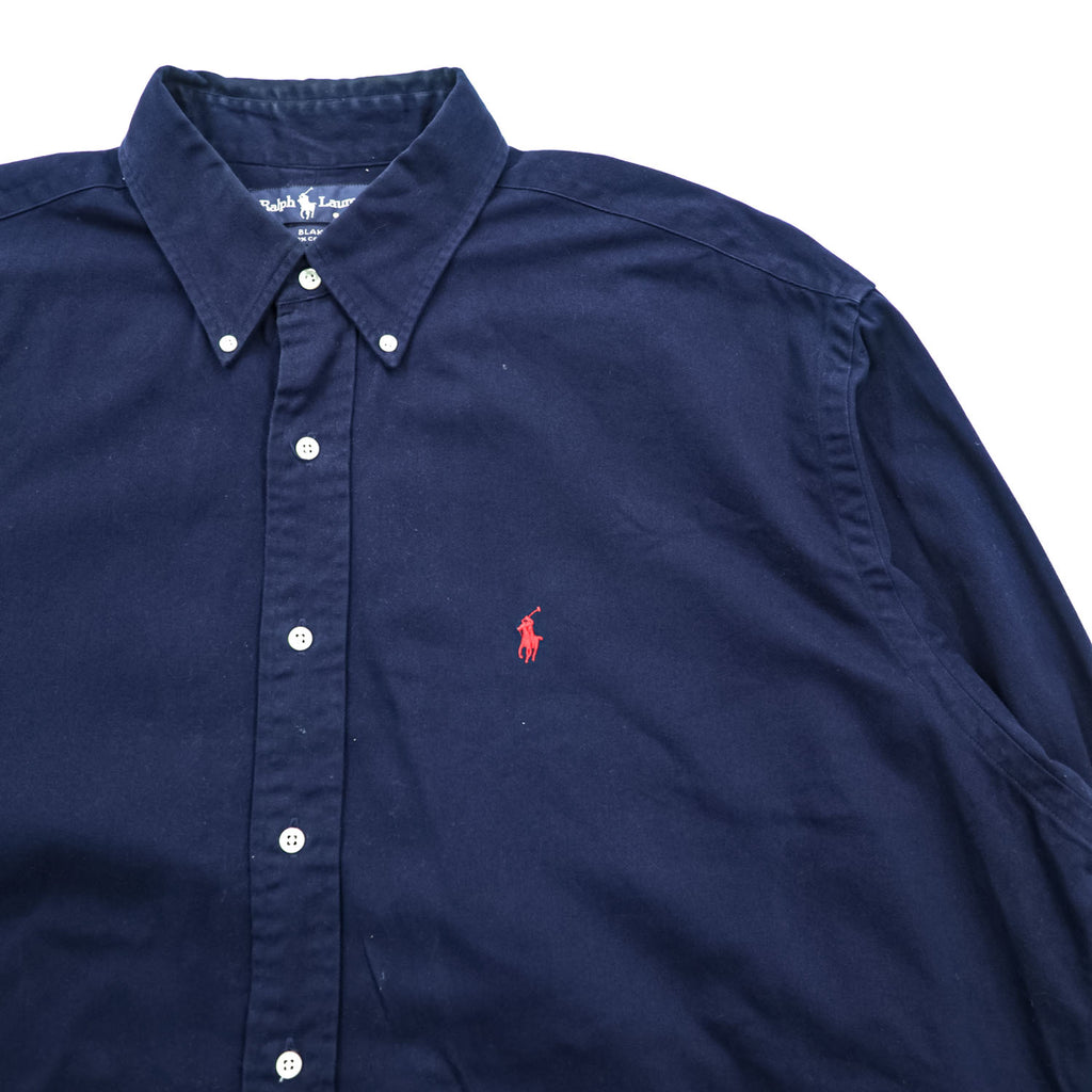 Ralph Lauren 90年代 ヴィンテージ  BLAKE 長袖シャツ XL ネイビー ボタンダウン スモールポニー ロゴ 刺繍 ビッグサイズ